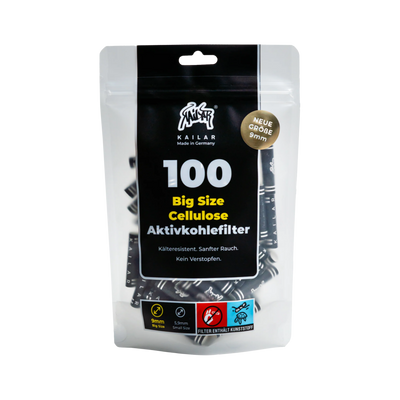 Kailar BIG Size Aktivkohlefilter 9 mm Black 100 Stück
