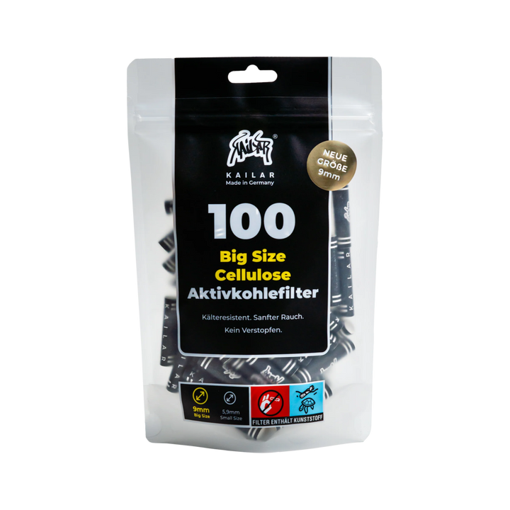 Kailar BIG Size Aktivkohlefilter 9 mm Black 100 Stück