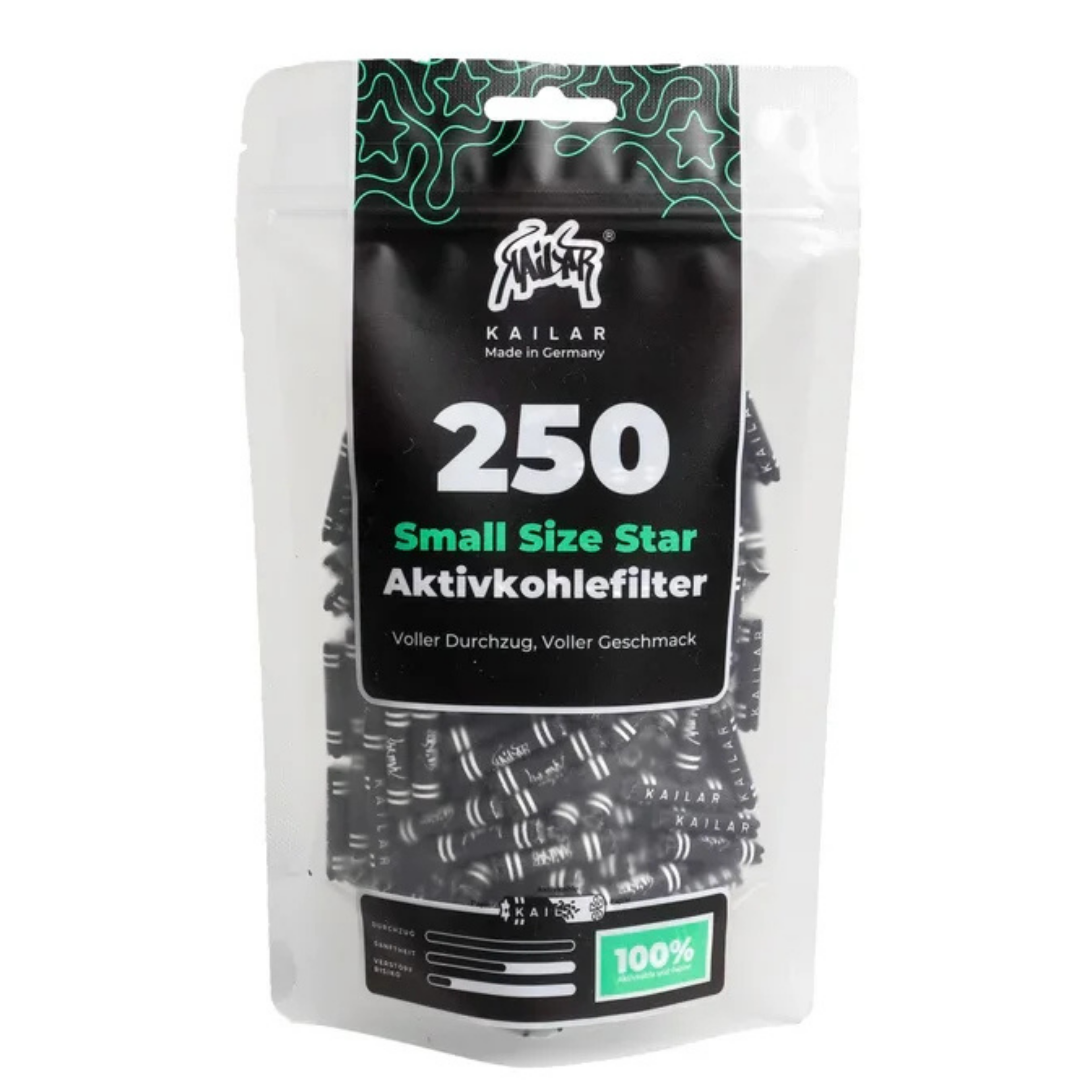 Kailar Small Size Star Papier Aktivkohlefilter 5,9 mm 250 Stück Packung