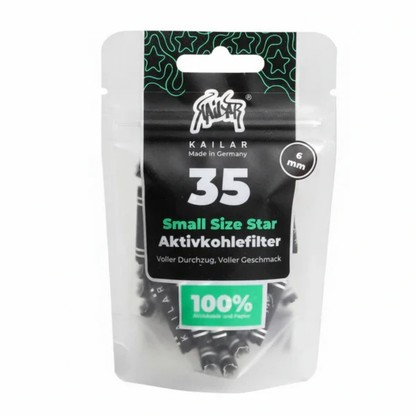 Kailar Small Size Star Papier Aktivkohlefilter 5,9 mm Beutel mit 35 Stück
