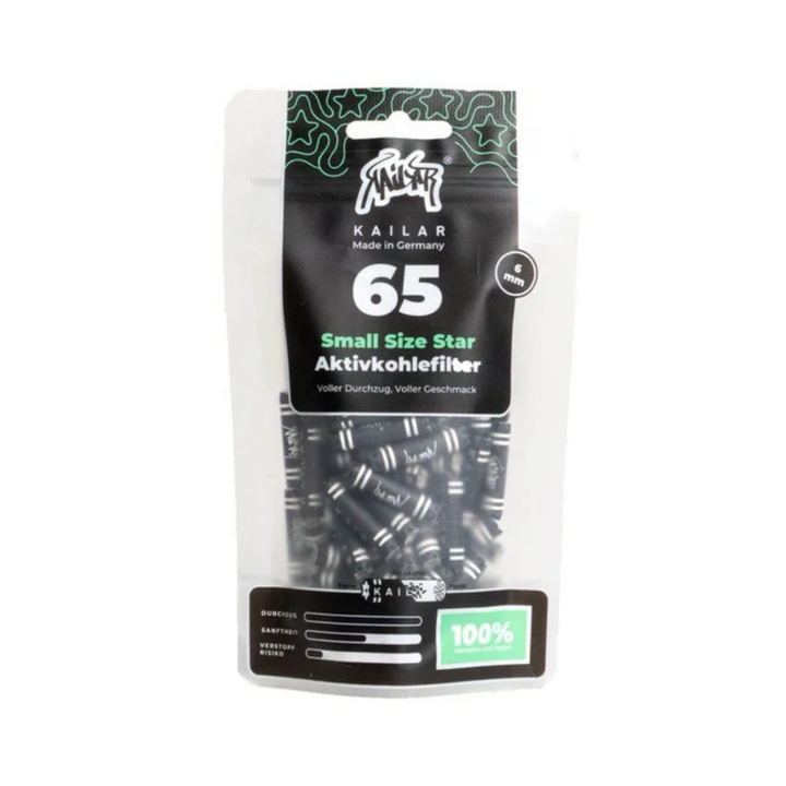 Kailar Small Size Star Papier Aktivkohlefilter 5,9 mm 65 Stück Beutel