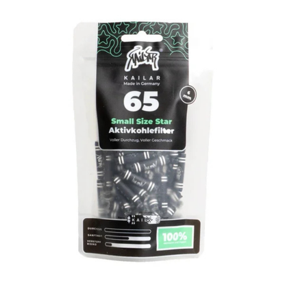 Kailar Small Size Star Papier Aktivkohlefilter 5,9 mm 65 Stück Beutel