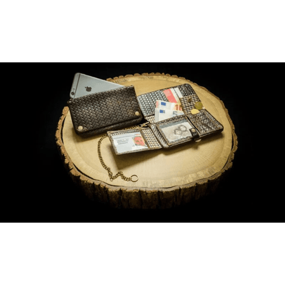 Kavatza Tabak Portemonnaie Large Woven Havana Brown, geschlossen