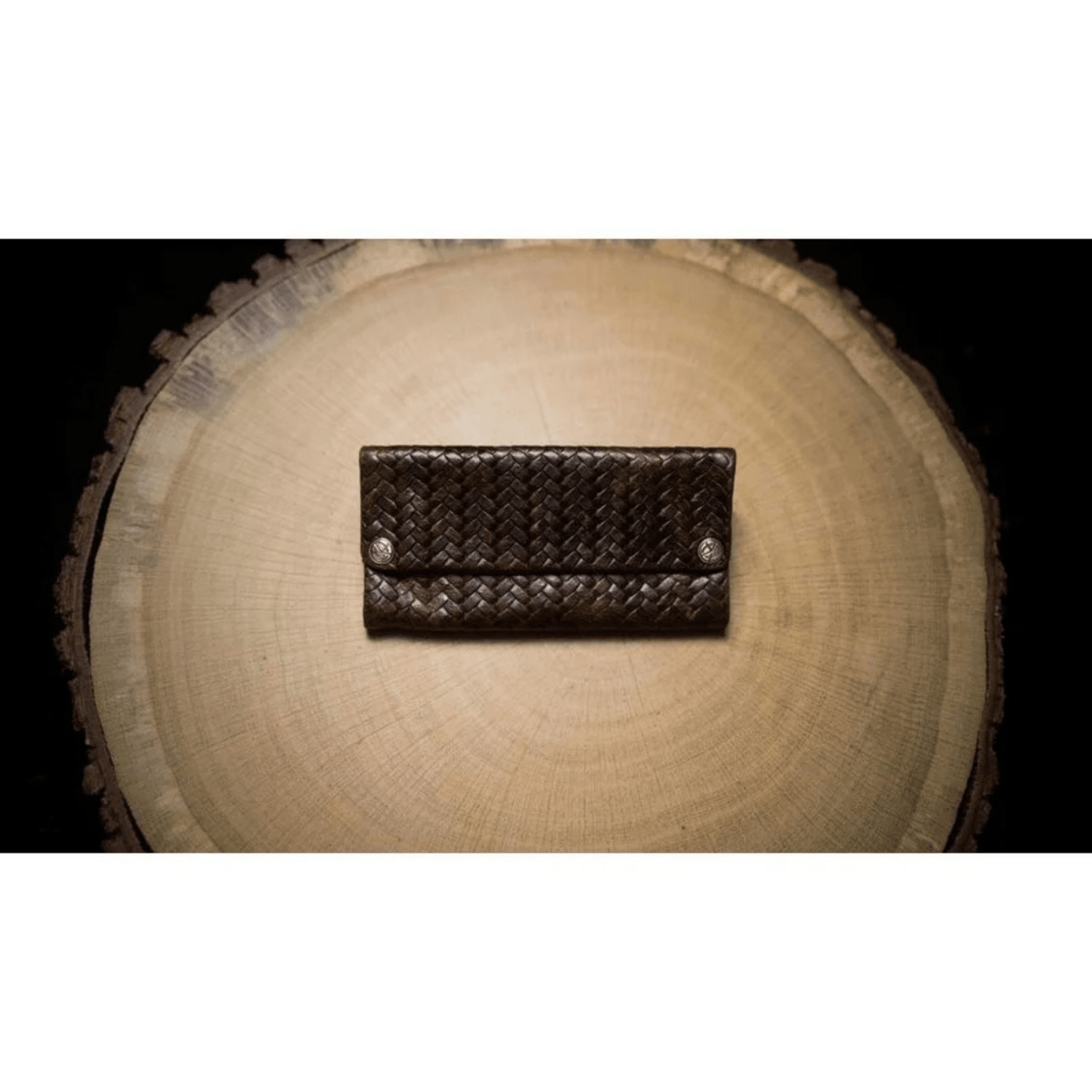 Kavatza Tabaktasche Woven Havana Brown aus gewebtem Leder