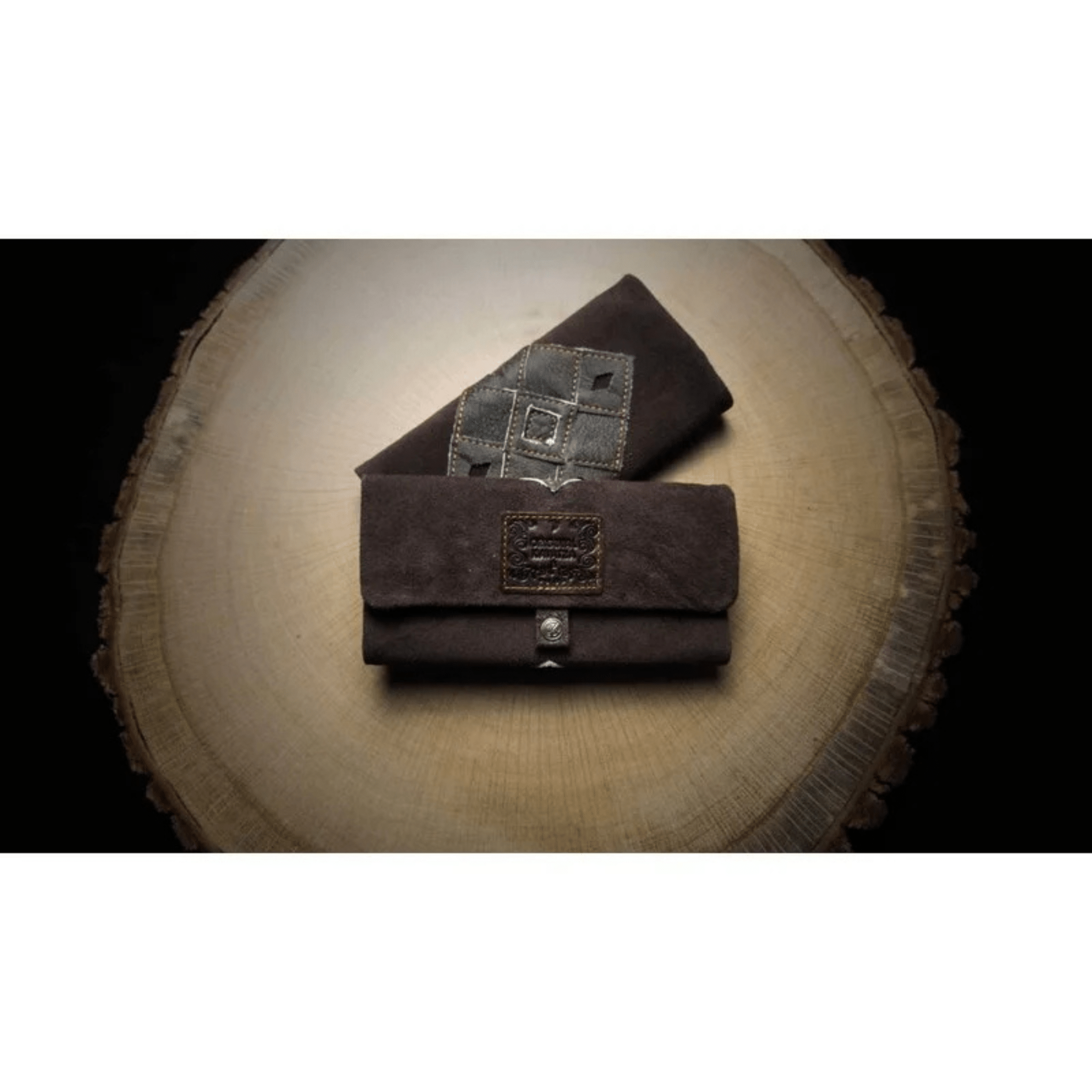 Kavatza Tabaktasche Patchwork Earth Brown aus Echtleder