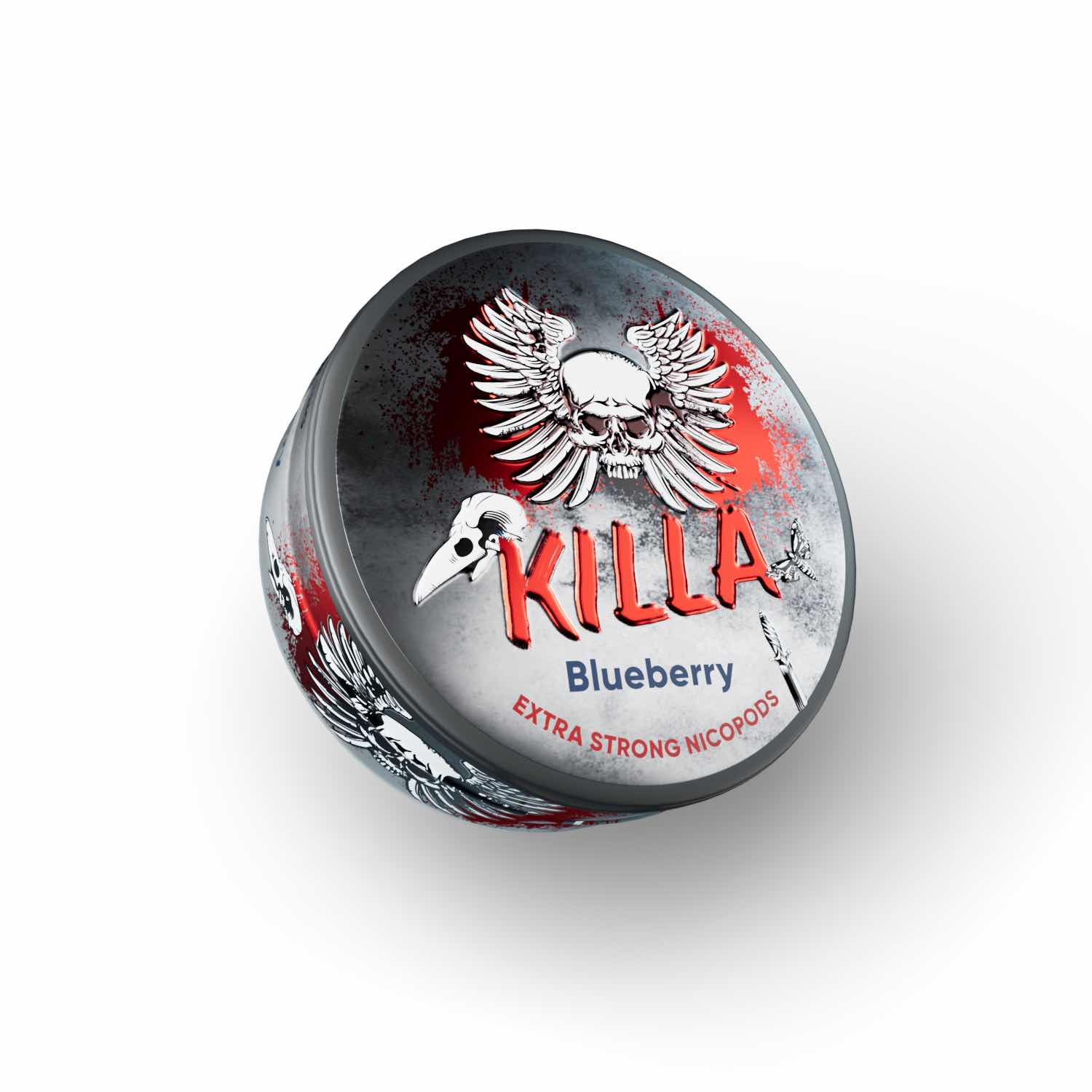 KILLA Blueberry All White Snus Dose schräg aufgenommen