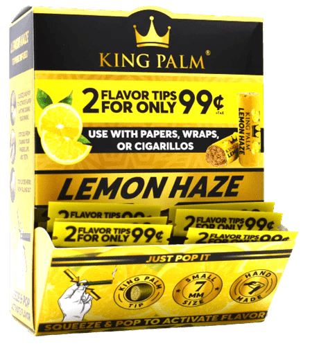 King Palm Lemon Haze Flavor Tips Display schräg, 50 Packs