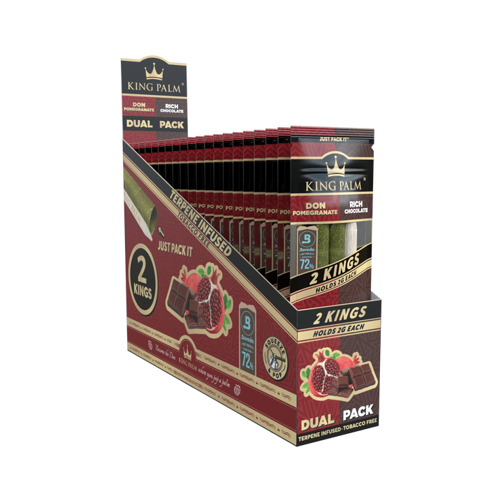 King Palm Don Pomegranate & Chocolate Display schräg, 20 Packungen