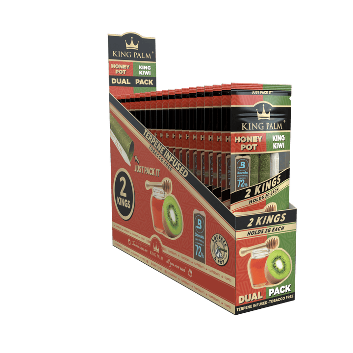 King Palm Honey Pot & King Kiwi Display schräg, 20 Packungen