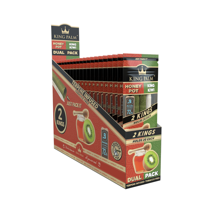 King Palm Honey Pot & King Kiwi Display schräg, 20 Packungen