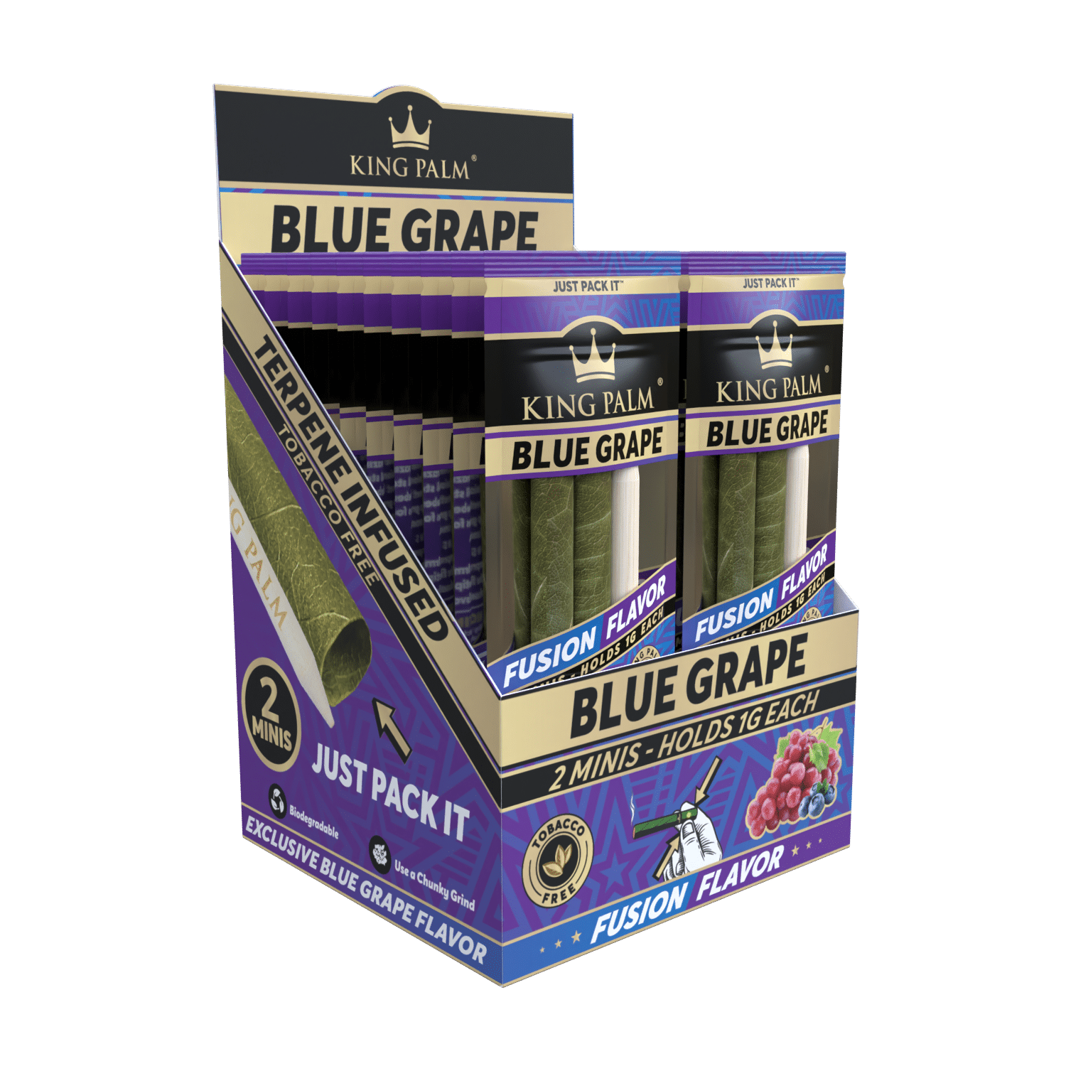 King Palm Mini Blue Grape Display mit 20 Packungen