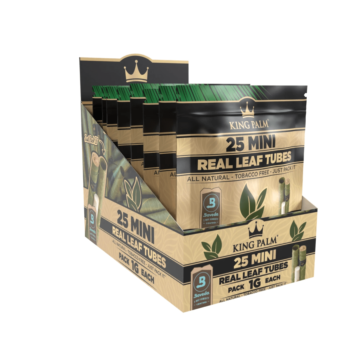 King Palm Mini Natural 25 Real Leaf Tubes Packung schräg