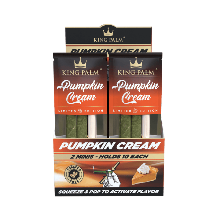 King Palm Mini Pumpkin Cream Display schräg, 20 Packungen