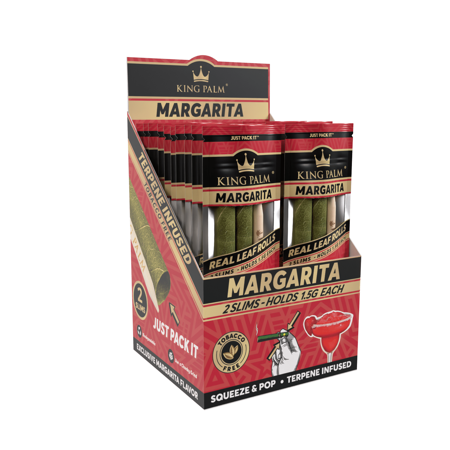 King Palm Slim Margarita Display schräg, 20 Packungen (Ansicht)