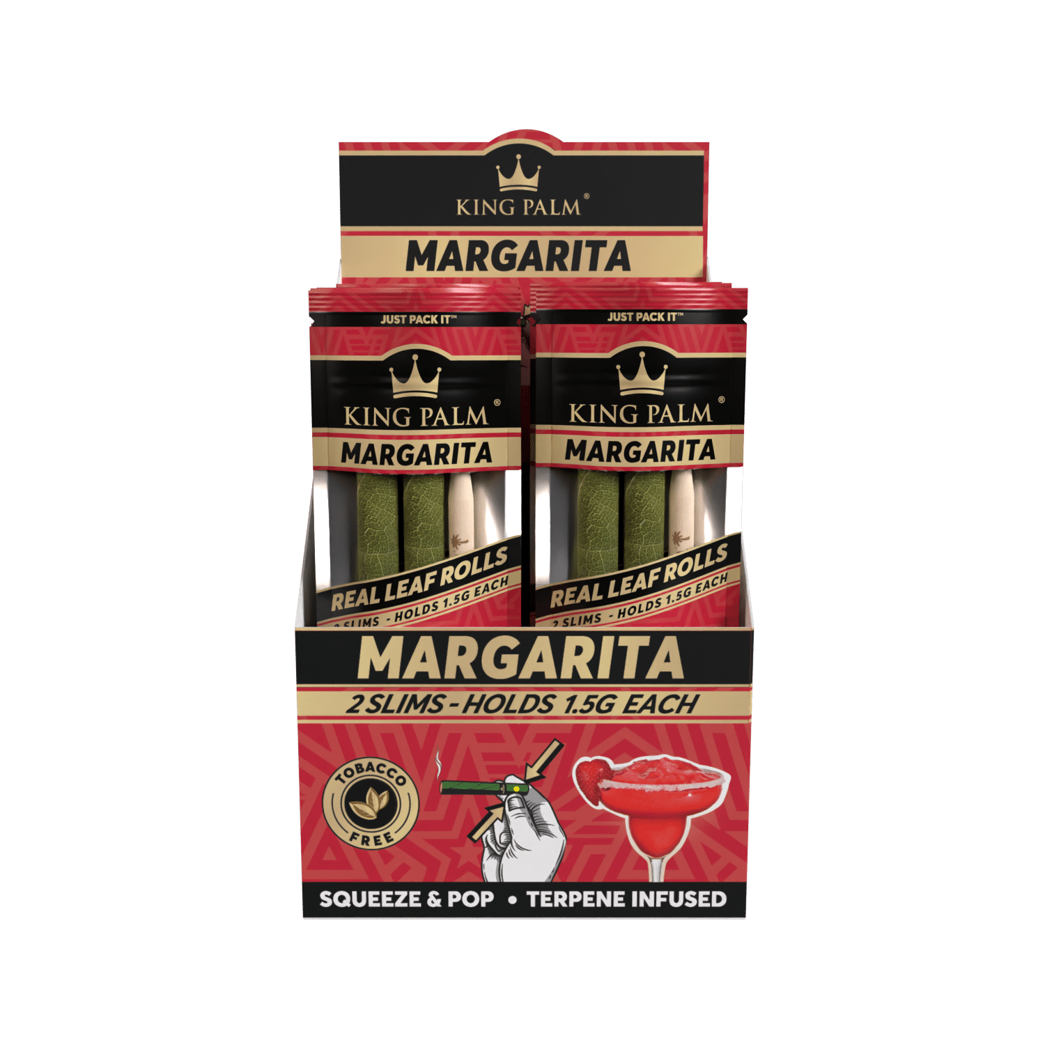 King Palm Slim Margarita Display schräg mit 20 Packungen