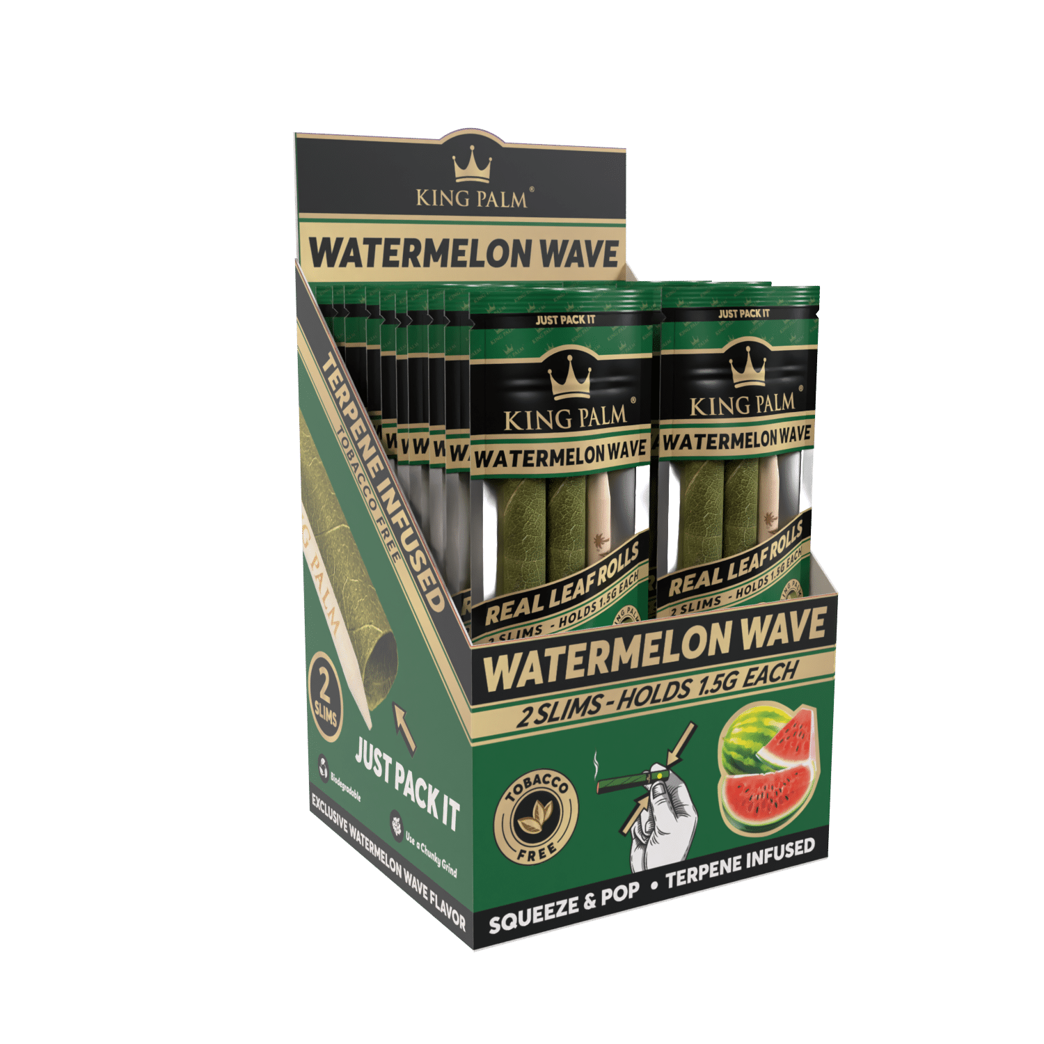 King Palm Slim Watermelon Wave Display schräg, 20 Packungen