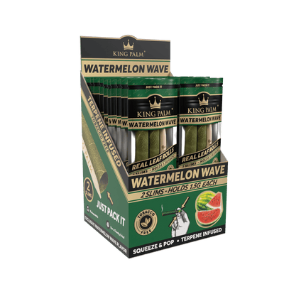 King Palm Slim Watermelon Wave Display schräg, 20 Packungen