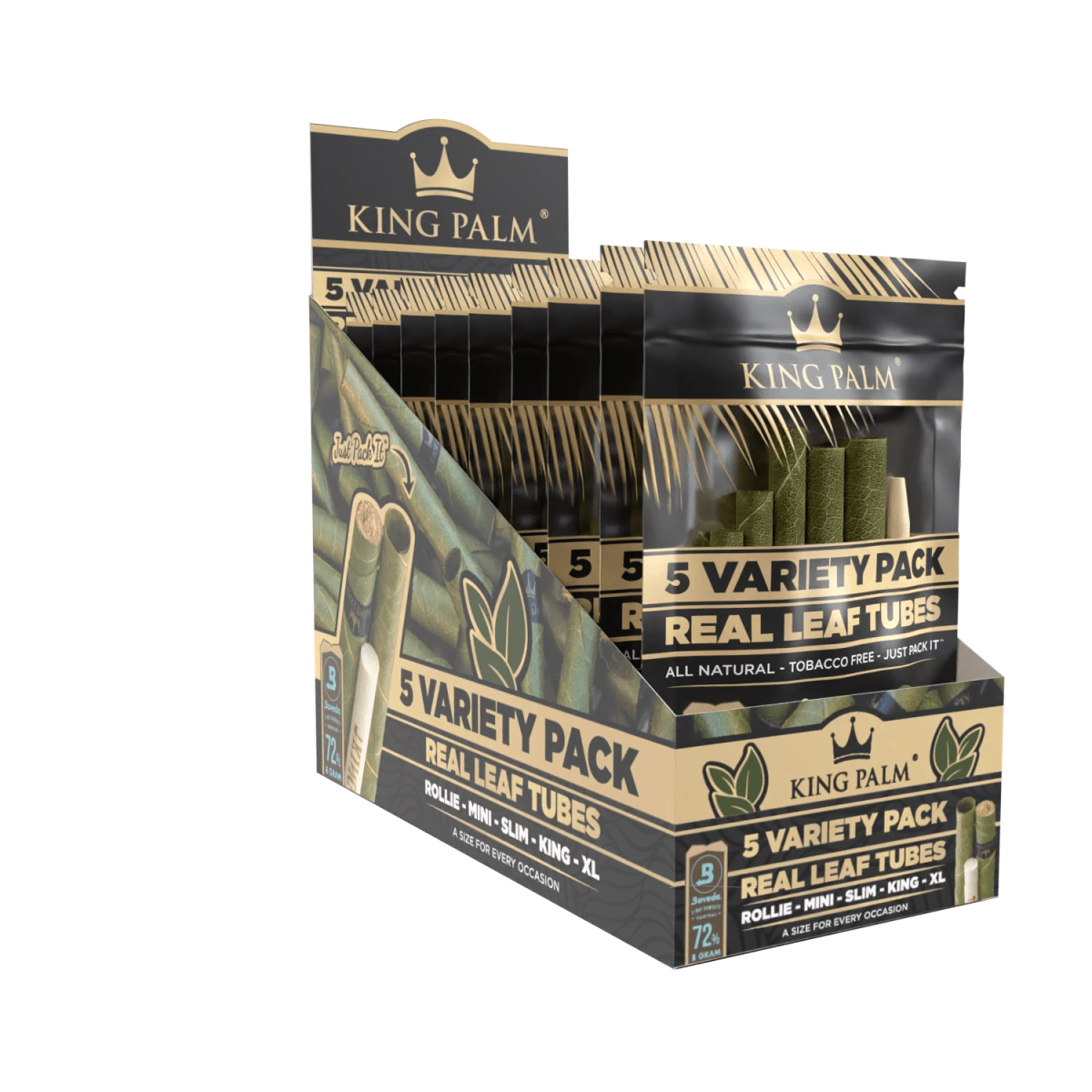 King Palm Variety Pack Natural Display schräg, 15 Packungen