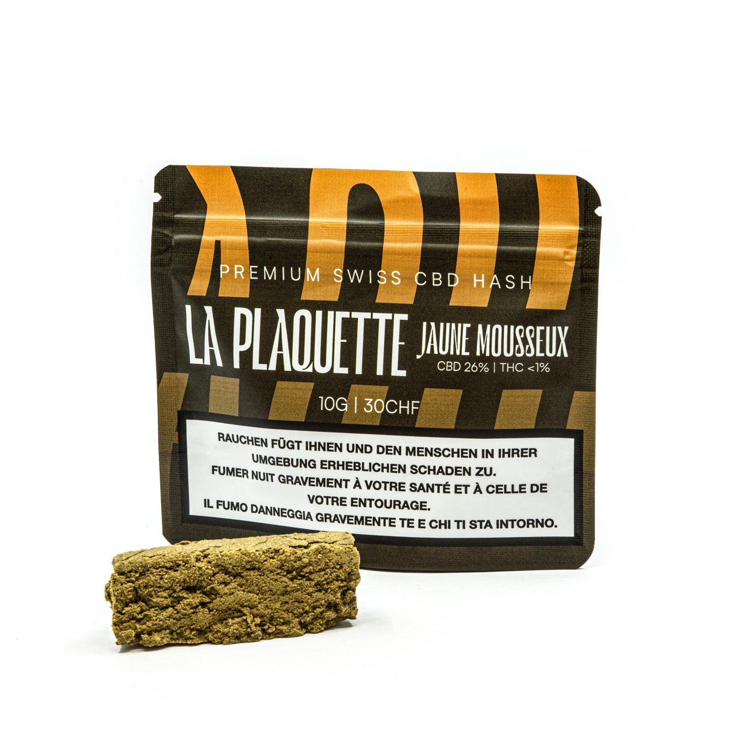 La Plaquette Jaune Mousseux CBD Hash 10g Packung