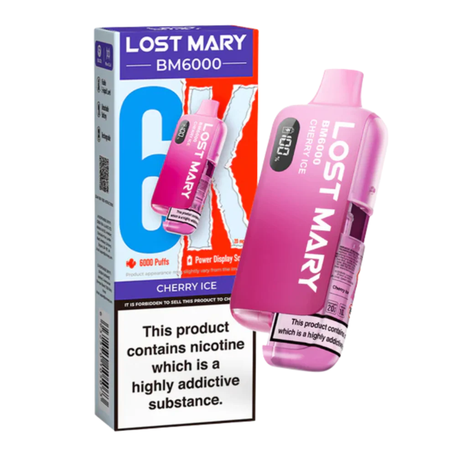 Lost Mary BM6000 Cherry Ice Vape Kit 20mg/ml Packung
