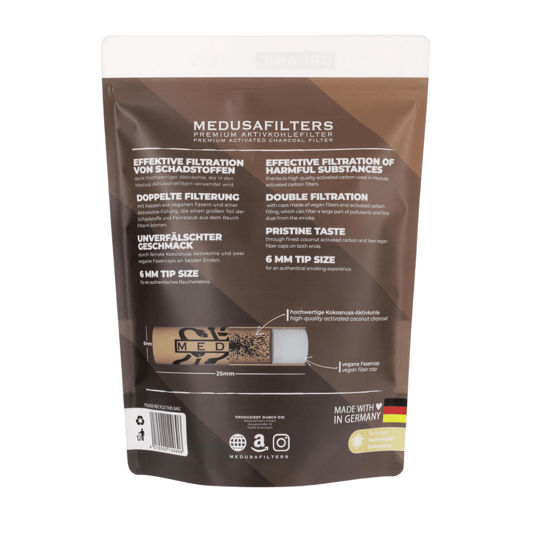 Medusa - 1000er Pack - ORGANIC - Hybrid Aktivkohlefilter kaufen bei rauchwerk.ch