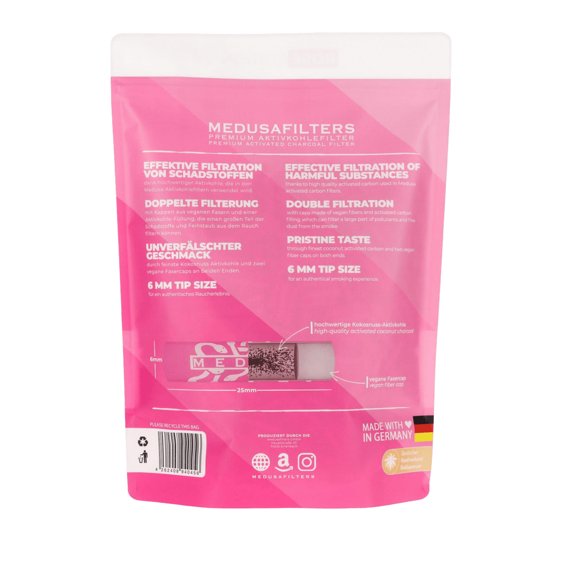 Medusa - 1000er Pack - ROSÉ - Hybrid Aktivkohlefilter kaufen bei rauchwerk.ch