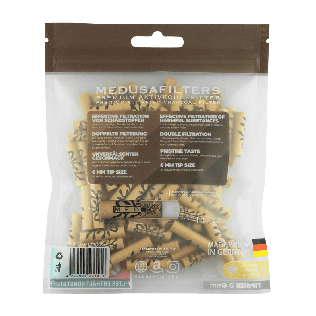 Medusa - 100er Pack - ORGANIC - Hybrid Aktivkohlefilter kaufen bei rauchwerk.ch