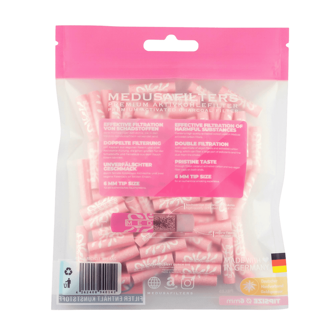 Medusa - 100er Pack - ROSÉ - Hybrid Aktivkohlefilter kaufen bei rauchwerk.ch