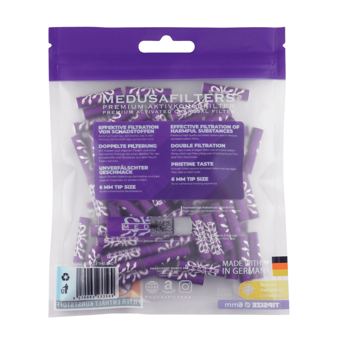 Medusa - 100er Pack - VIOLET - Hybrid Aktivkohlefilter kaufen bei rauchwerk.ch