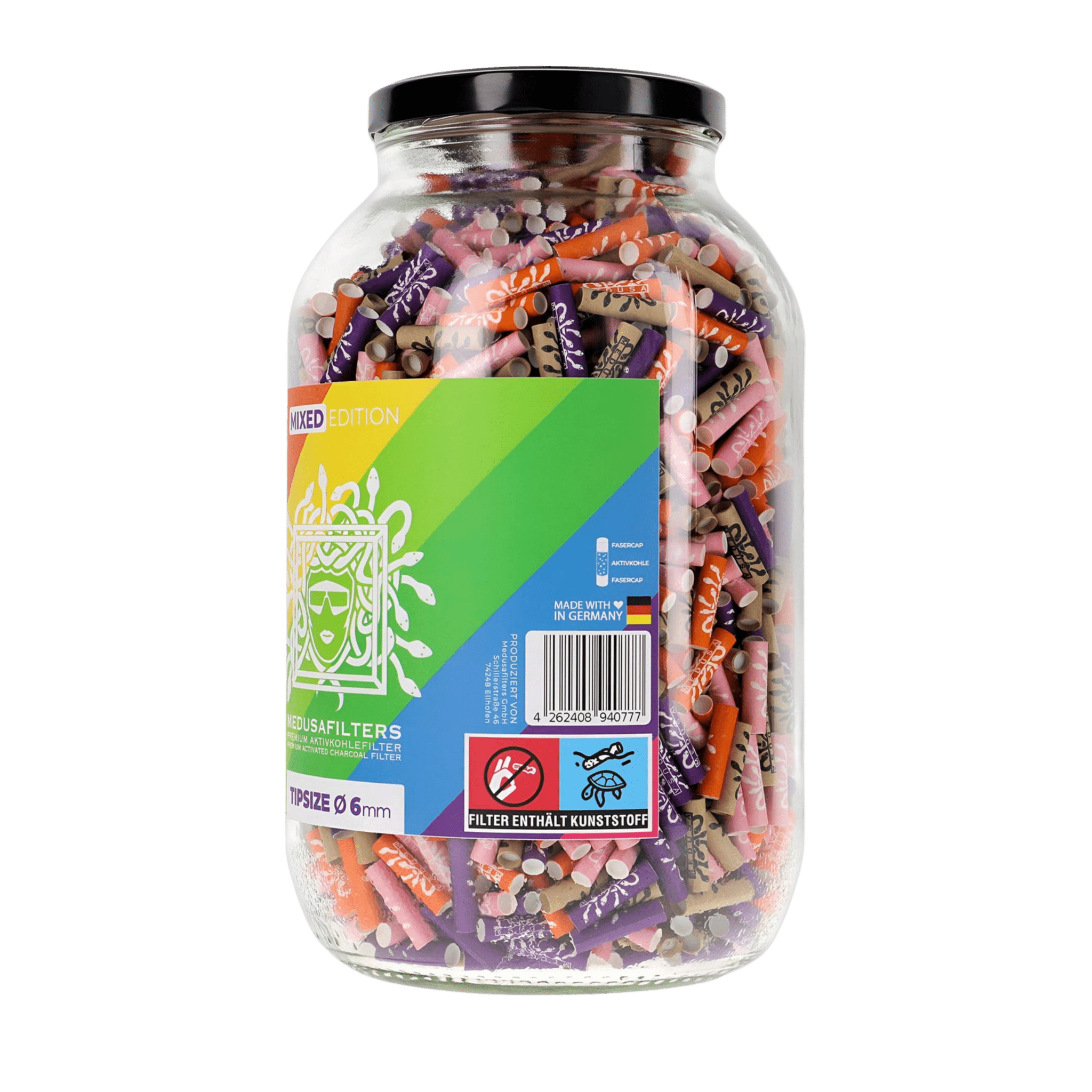 Medusa - 2222er Glas - MIXED RAINBOW - Hybrid Aktivkohlefilter kaufen bei rauchwerk.ch