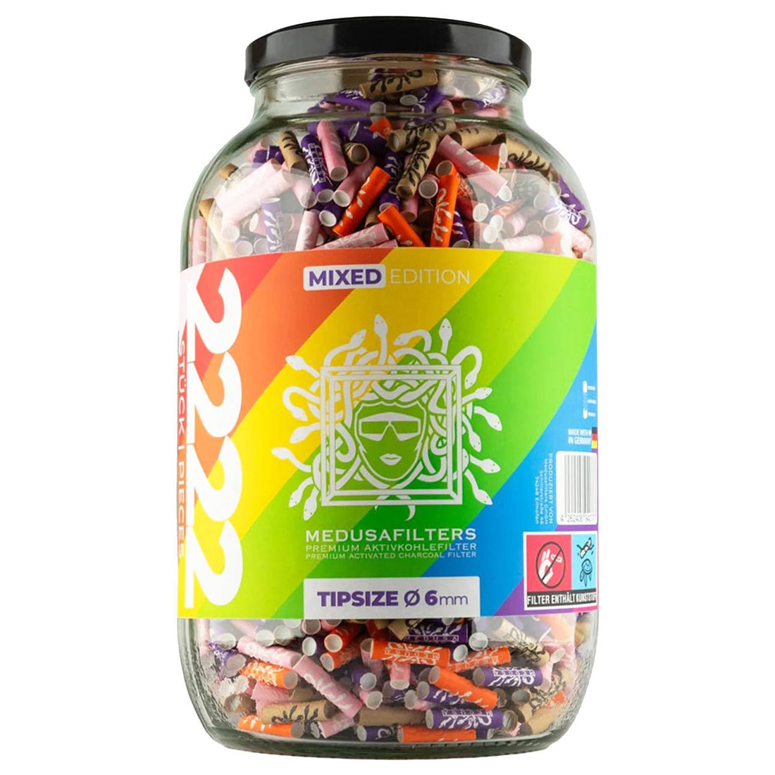 Medusa - 2222er Glas - MIXED RAINBOW - Hybrid Aktivkohlefilter kaufen bei rauchwerk.ch