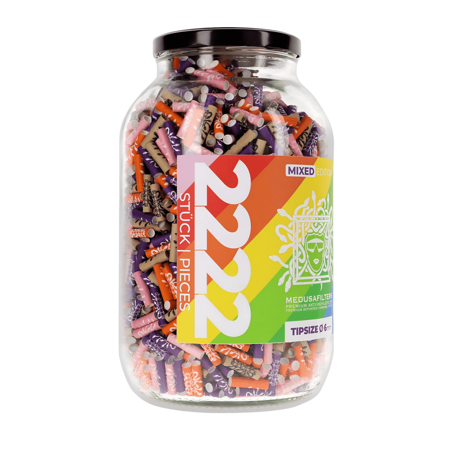Medusa - 2222er Glas - MIXED RAINBOW - Hybrid Aktivkohlefilter kaufen bei rauchwerk.ch