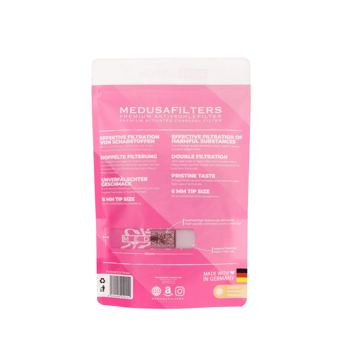 Medusa - 250er Pack - ROSÉ - Hybrid Aktivkohlefilter kaufen bei rauchwerk.ch