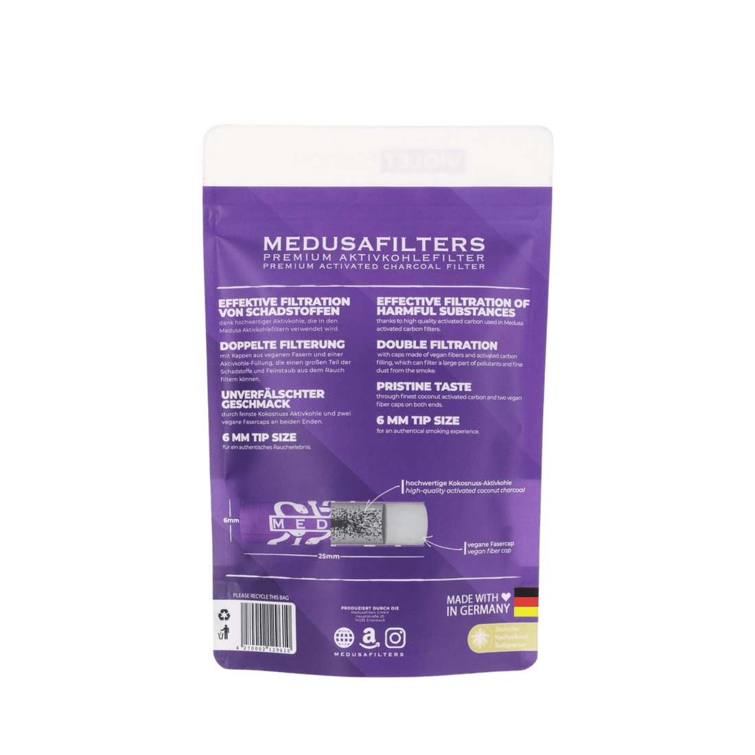 Medusa - 250er Pack - VIOLET - Hybrid Aktivkohlefilter kaufen bei rauchwerk.ch