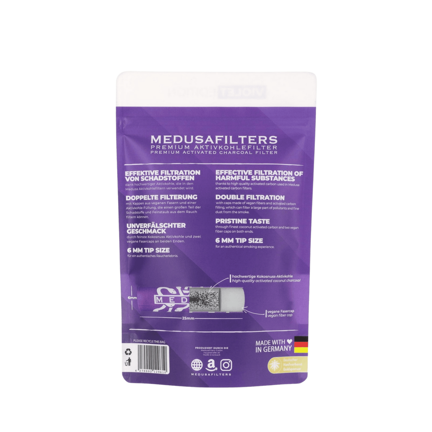 Medusa - 250er Pack - VIOLET - Hybrid Aktivkohlefilter kaufen bei rauchwerk.ch