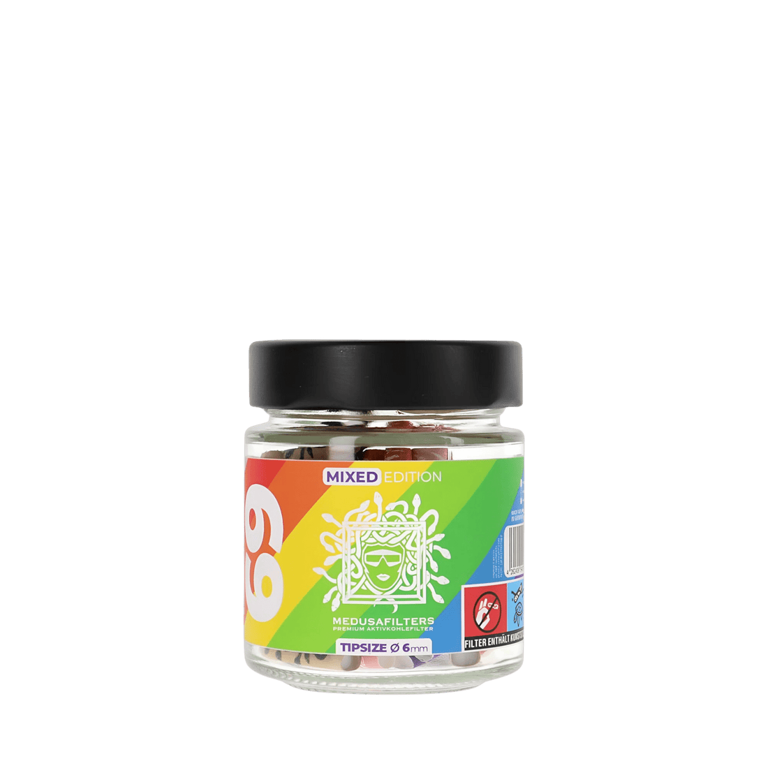 Medusa - 69er Glas - MIXED RAINBOW - Hybrid Aktivkohlefilter kaufen bei rauchwerk.ch