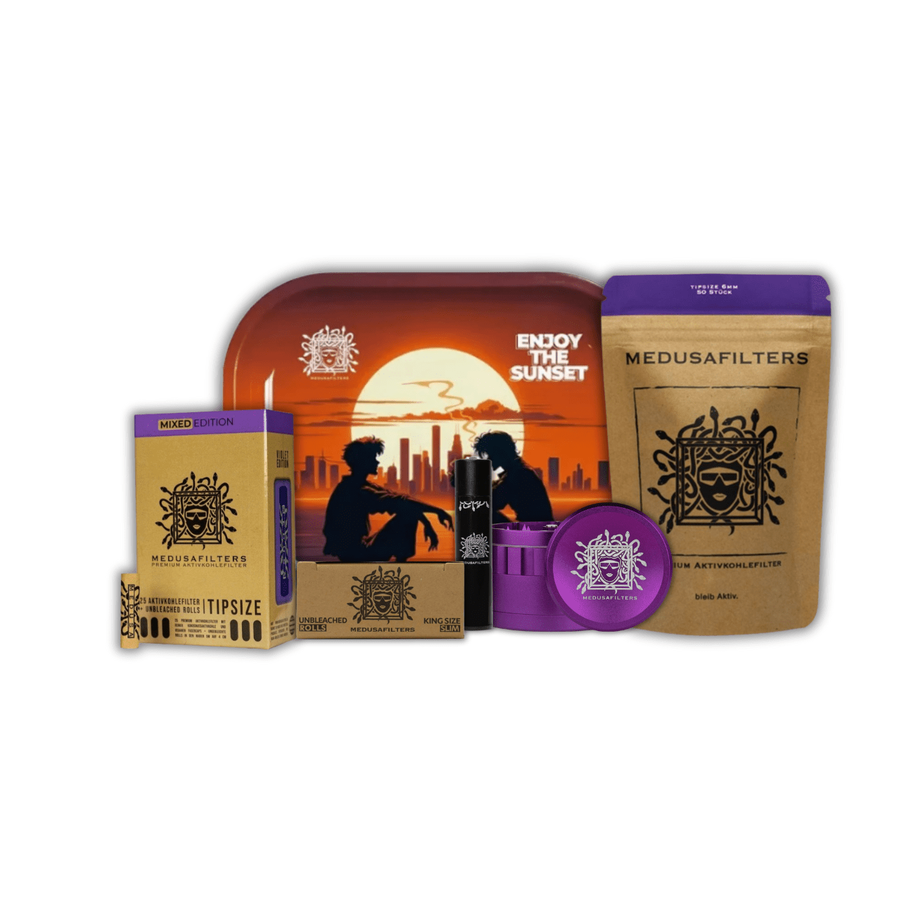 Medusa Bundle Set mit Rolls, Tray, Grinder, Filter und Clipper