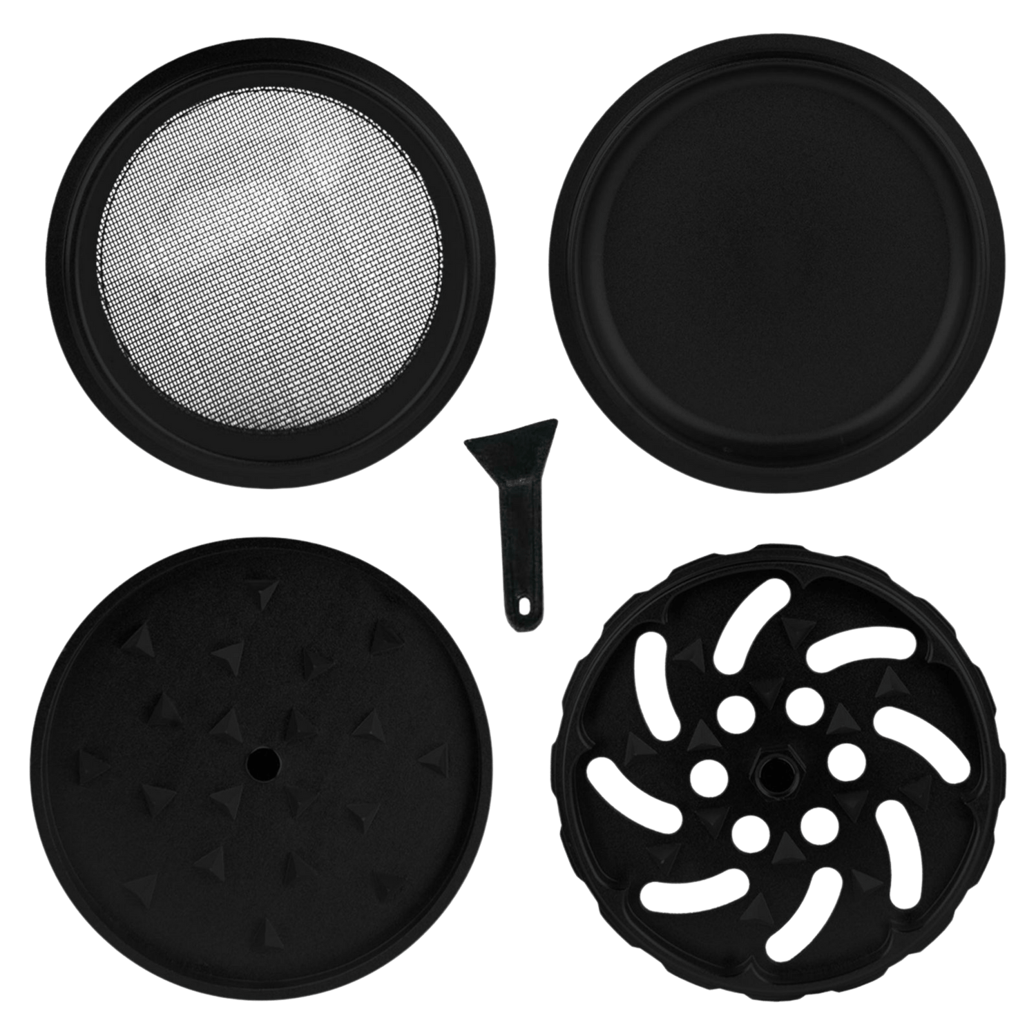 Unterseite des Medusa Keramik Spike Grinders mit Pollenfach