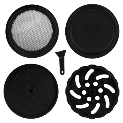 Unterseite des Medusa Keramik Spike Grinders mit Pollenfach