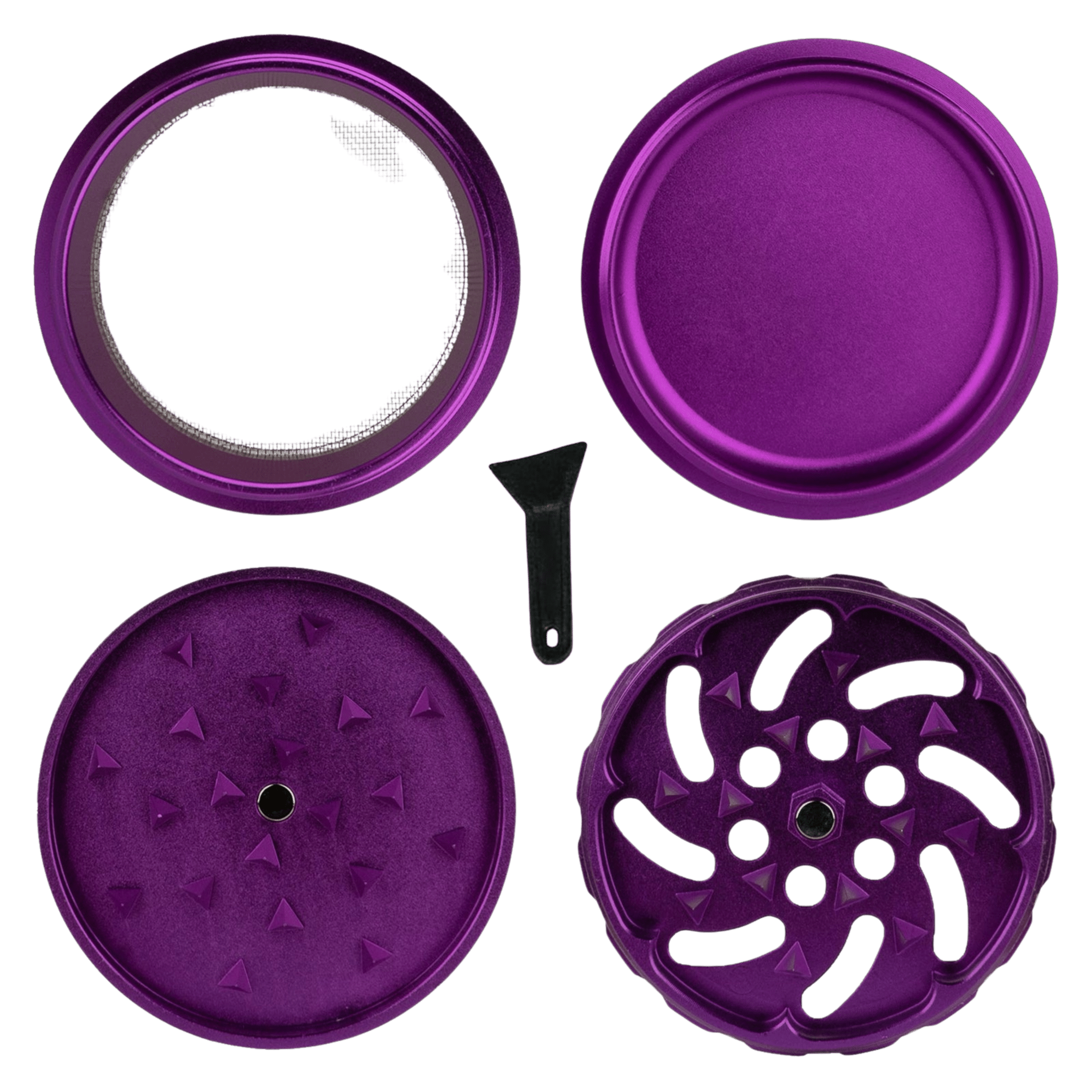 Unterseite des Medusa Keramik Spike Grinders mit Pollenfach