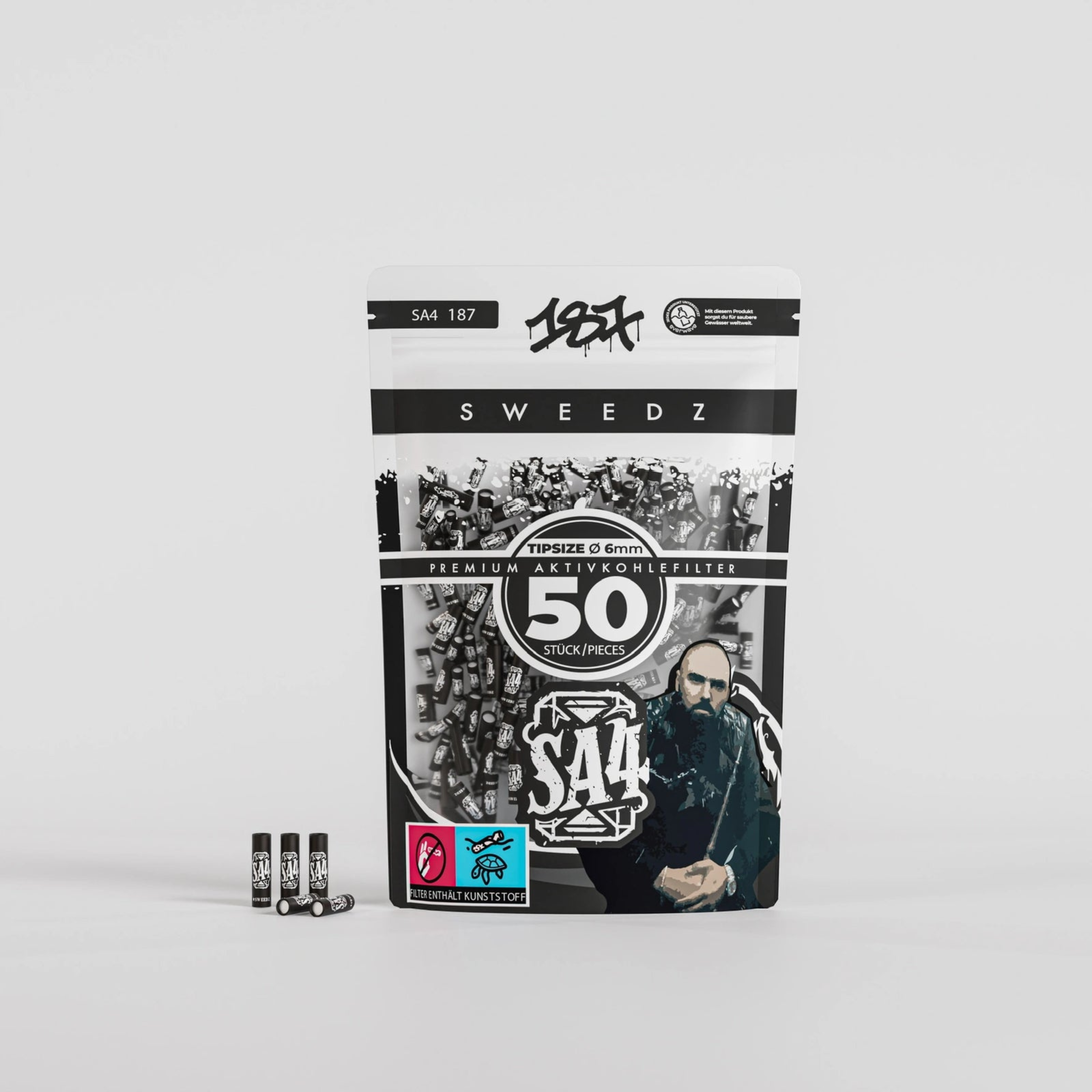 MedusaFilters x 187 SA4 Hybrid Aktivkohlefilter 6 mm 50er Pack