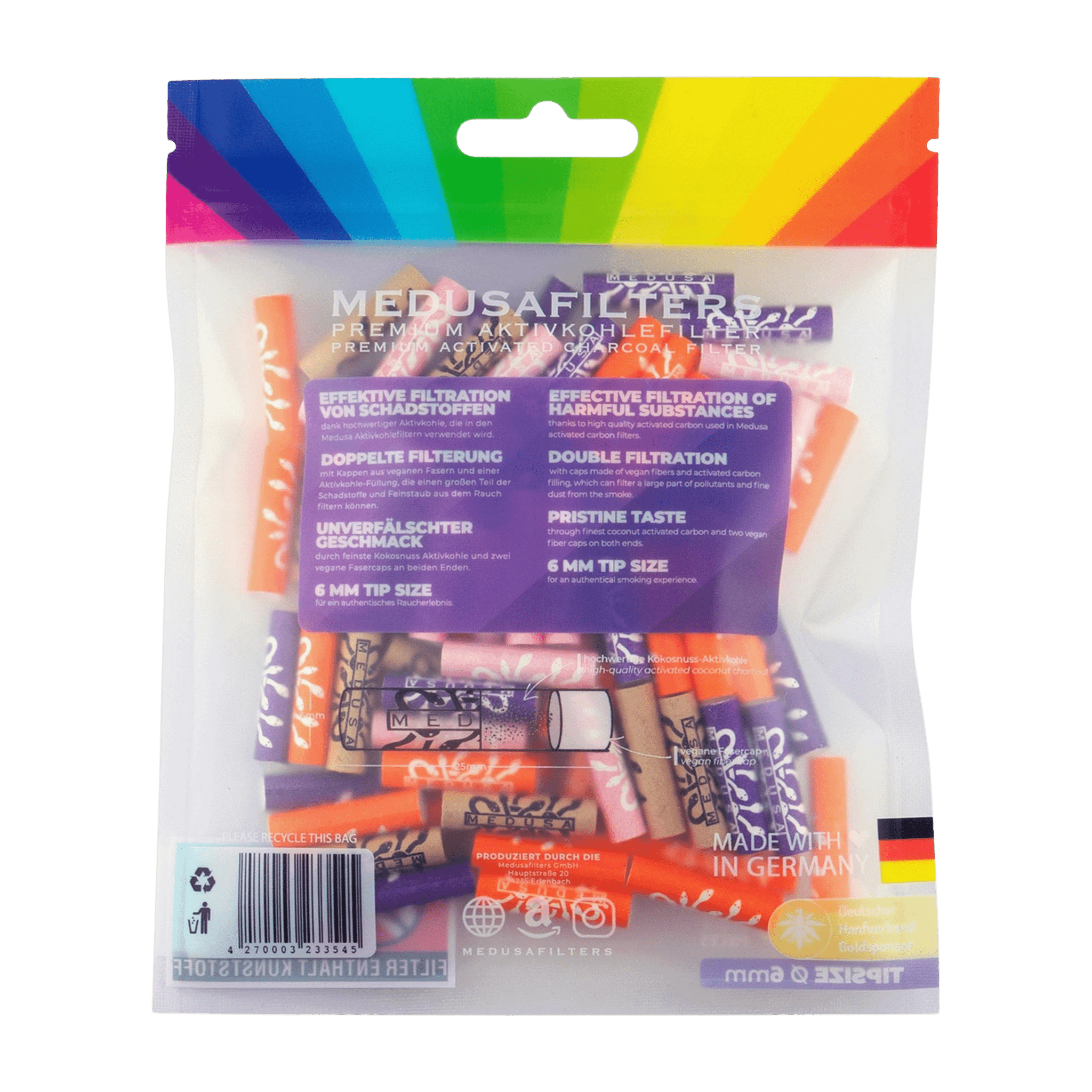 Detailansicht MedusaFilters MIXED 6 mm Hybridfilter im Pack