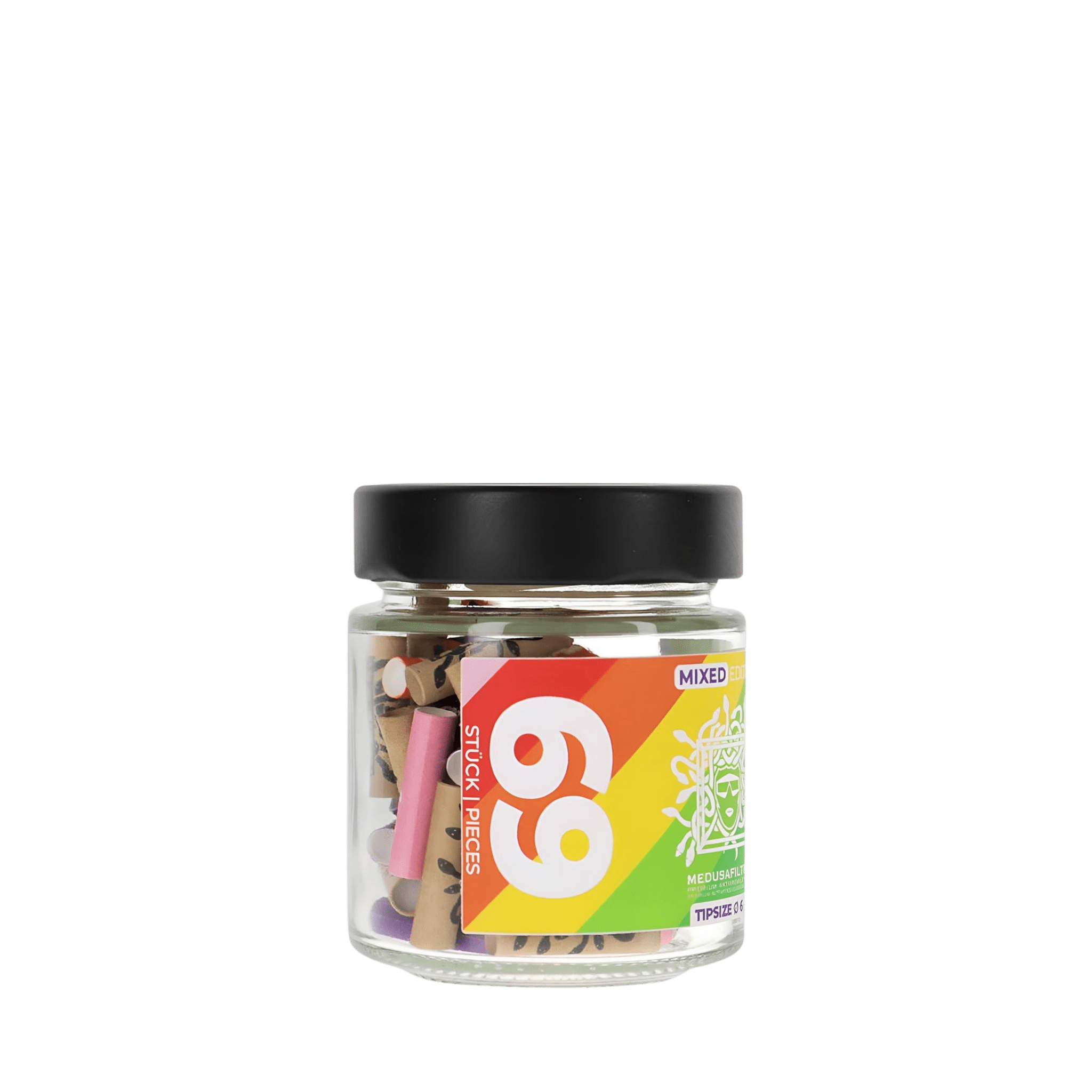 Medusa Mixed Rainbow Hybrid Aktivkohlefilter 6 mm im Glas