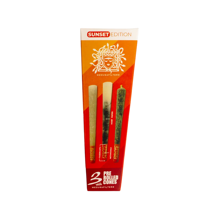 MedusaFilters Hemp Cones 3er Box mit Sunset Aktivkohlefilter