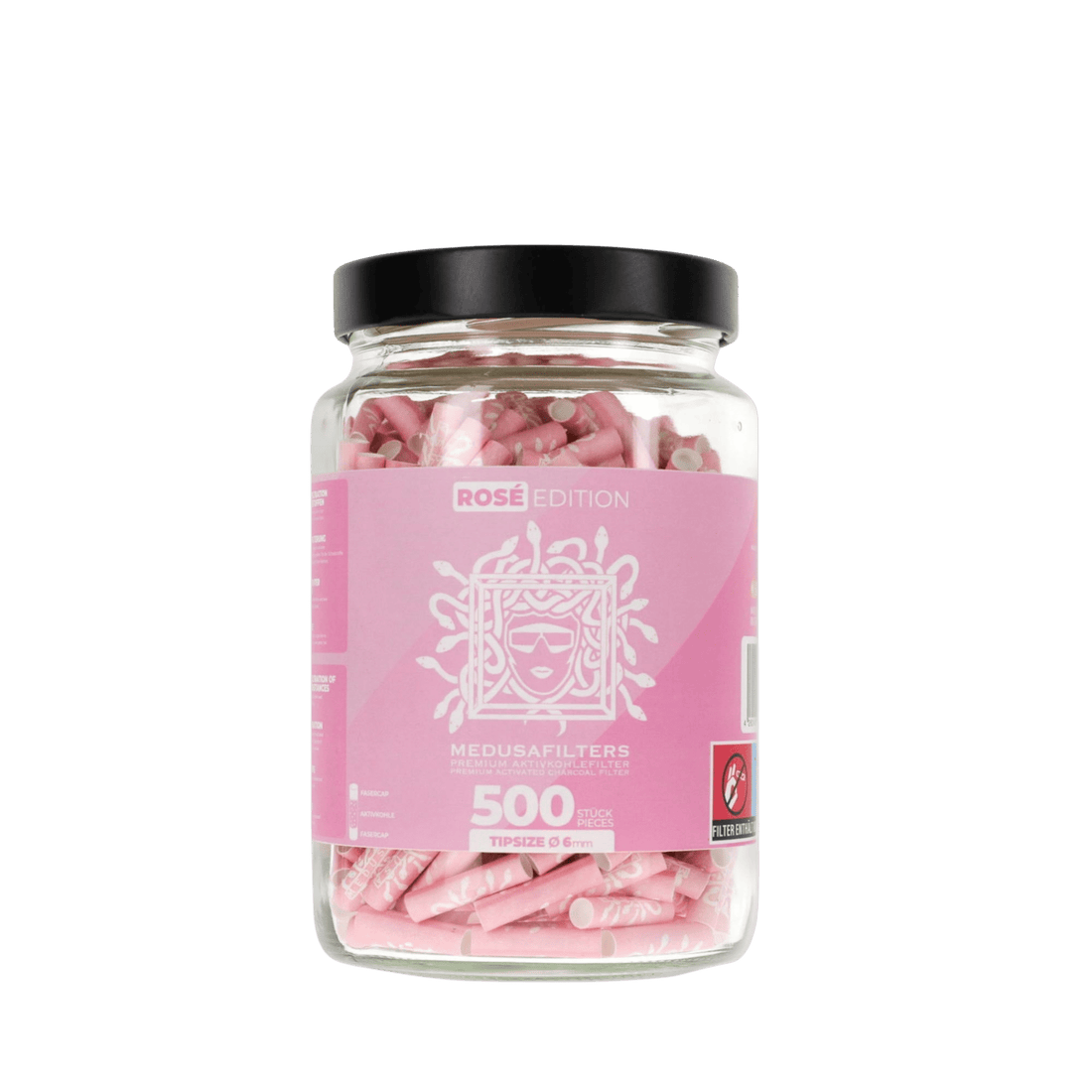 MedusaFilters Rosé Hybrid Aktivkohlefilter 6 mm im 500er Glas