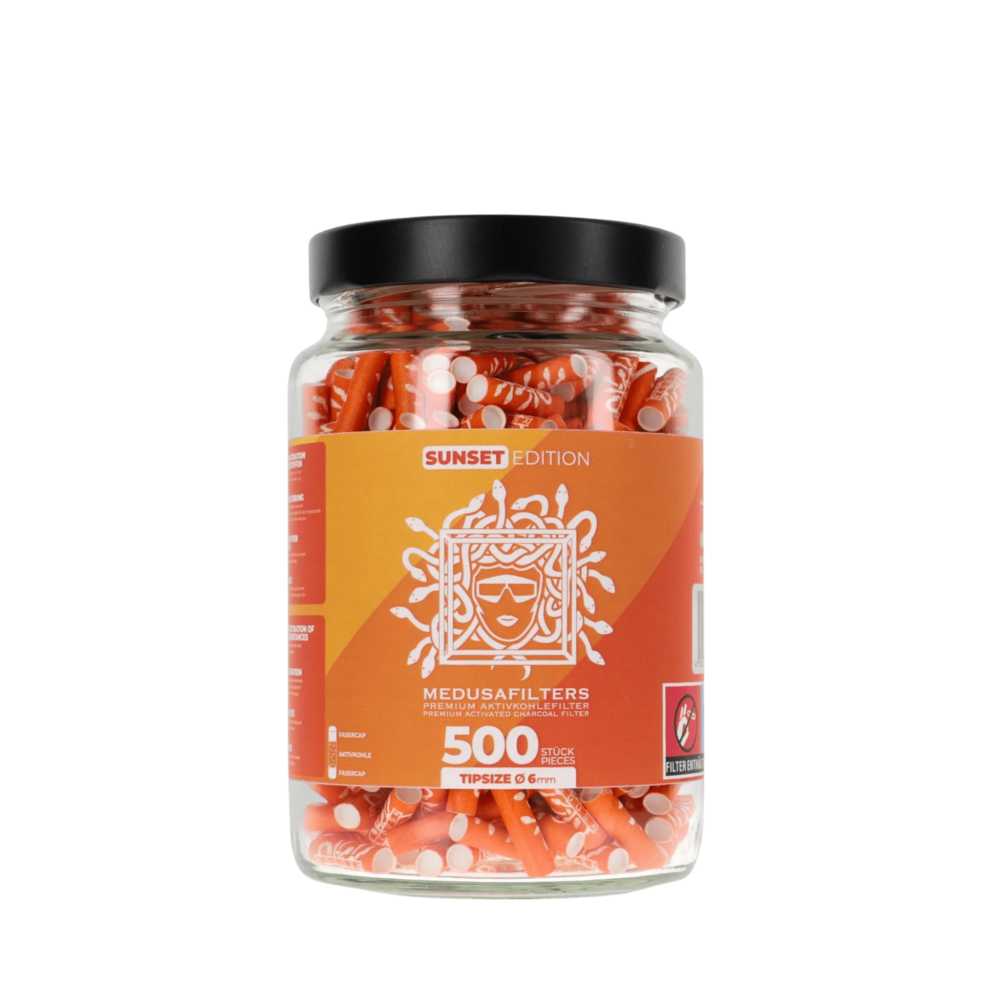 MedusaFilters SUNSET Hybrid Aktivkohlefilter 6 mm im 500er Glas