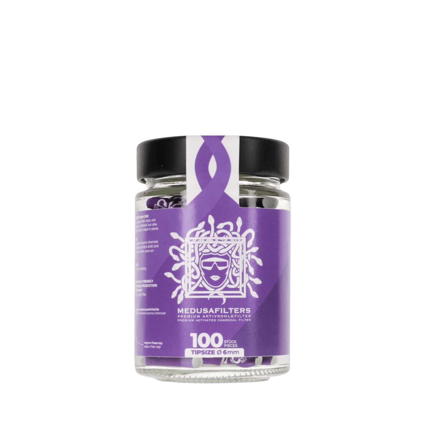 MedusaFilters VIOLET Hybrid Aktivkohlefilter 6 mm im Glas