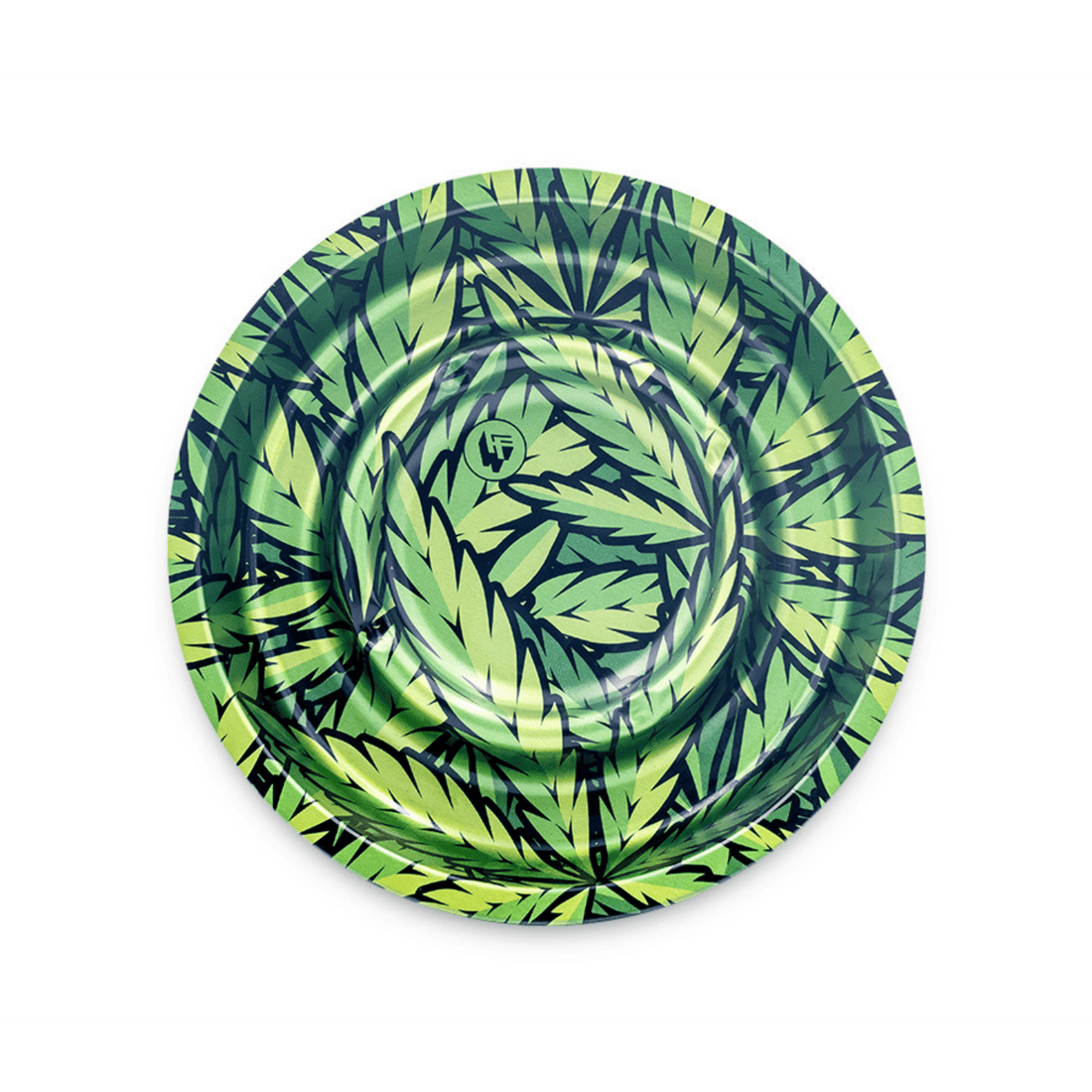 Metal Coffeeshop Ashtray - 160mm - Leaves Green kaufen bei rauchwerk.ch