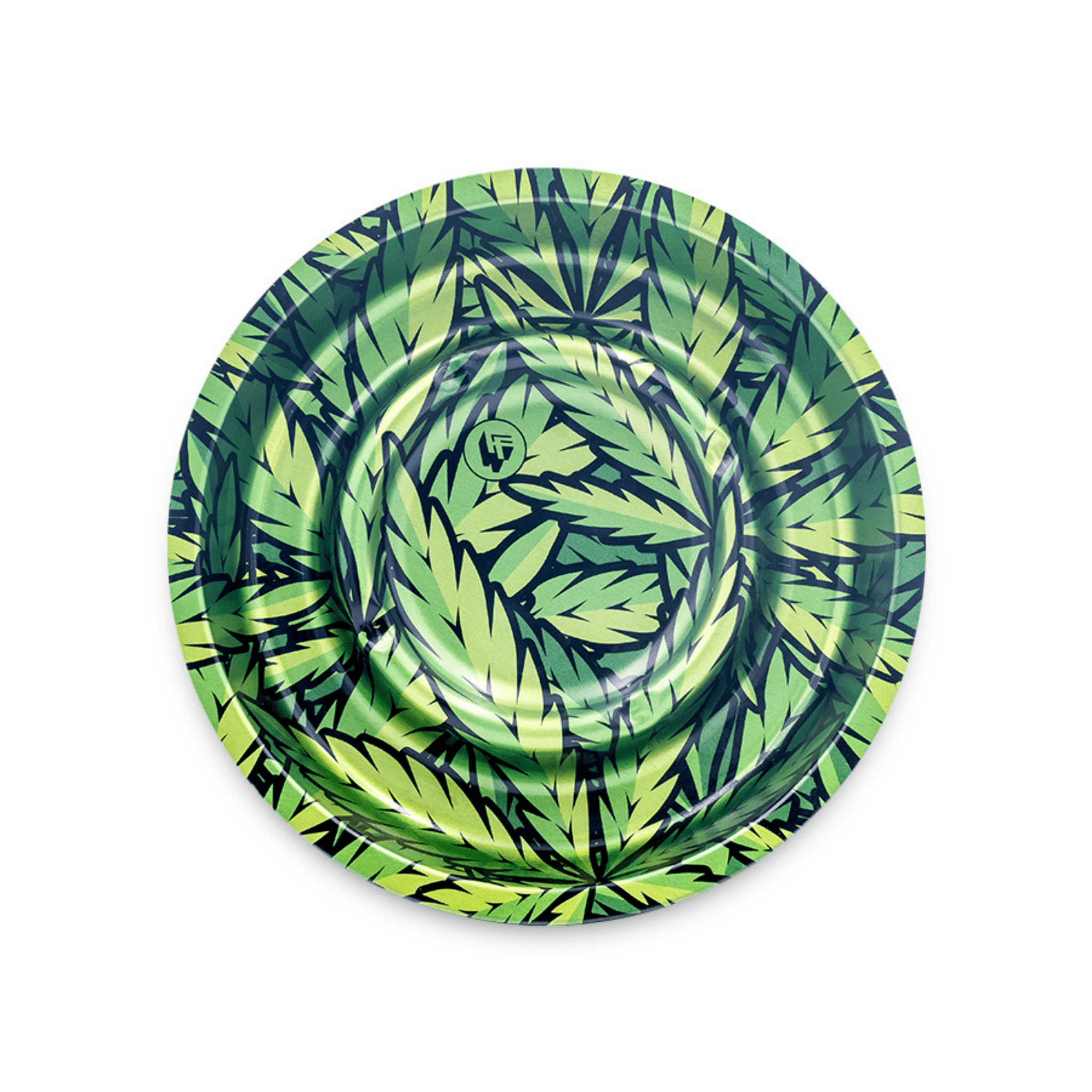 Metal Coffeeshop Ashtray - 160mm - Leaves Green kaufen bei rauchwerk.ch