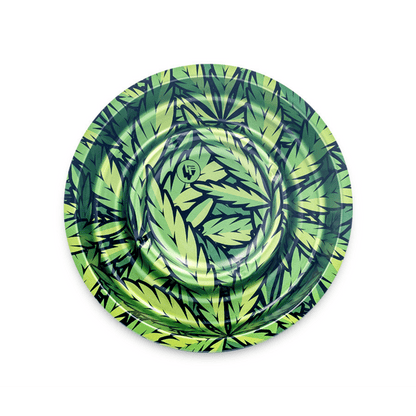 Metal Coffeeshop Ashtray - 160mm - Leaves Green kaufen bei rauchwerk.ch